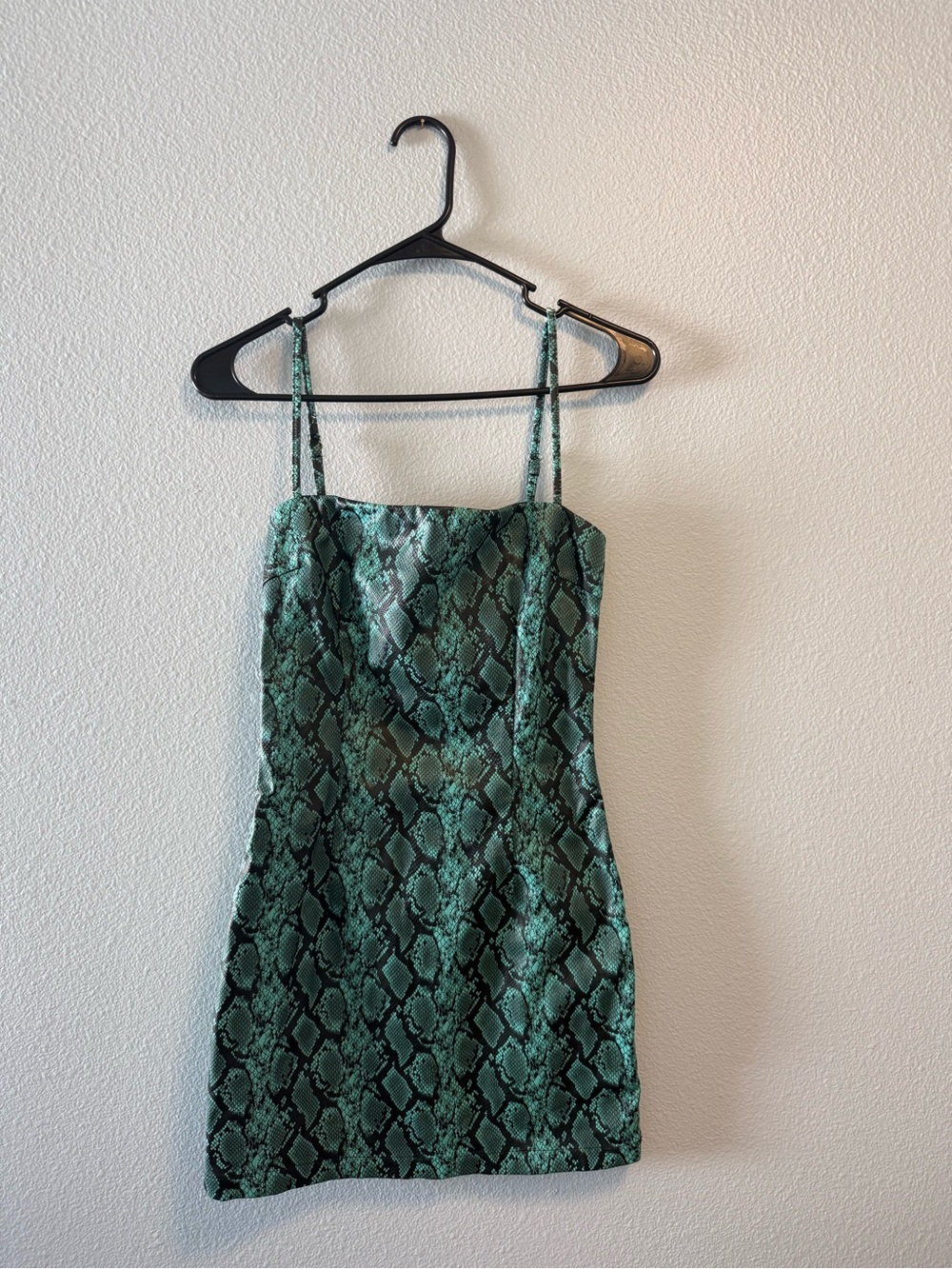Tiger Mist Turquoise Snakeskin Bodycon Mini Dress Exposed Zip